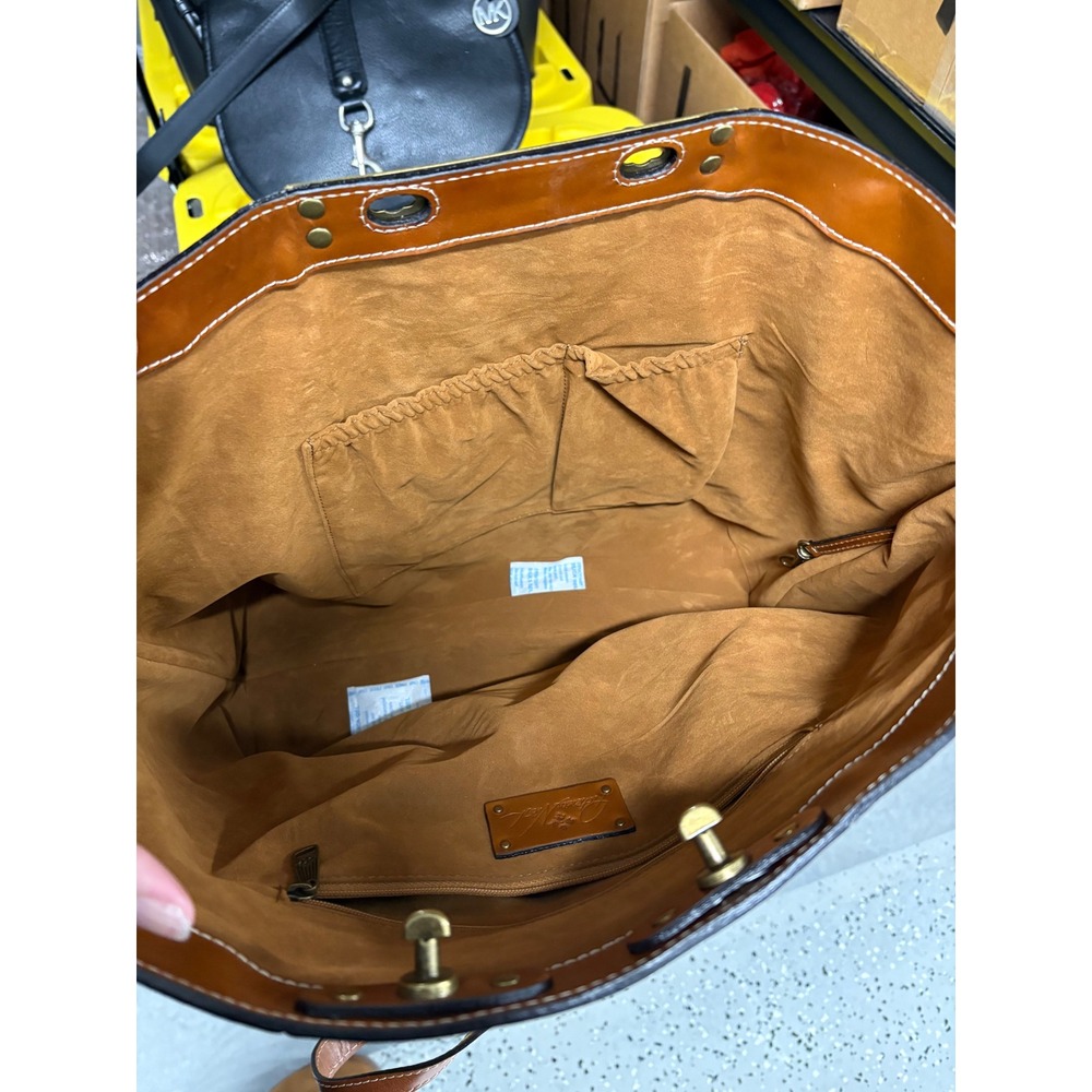 Patricia Nash Benvenuto Heritage Tote Tan Leather Shoulder Bag Turn Lock Closure - Picture 9 of 9